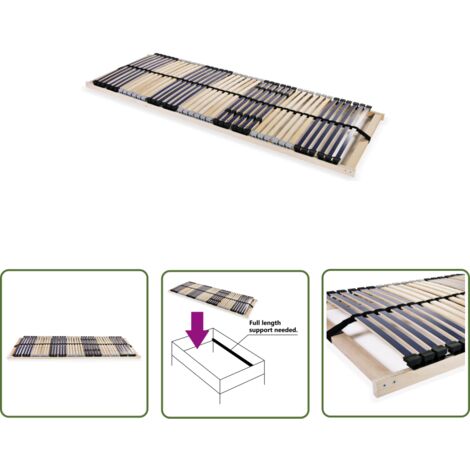 The Living Store Sommier à lattes sans matelas avec 42 lattes 7 zones 70x200 cm - Sommier À Lattes - Base De Lit - Lit Double - Cadre De Lit - Sommier Bois