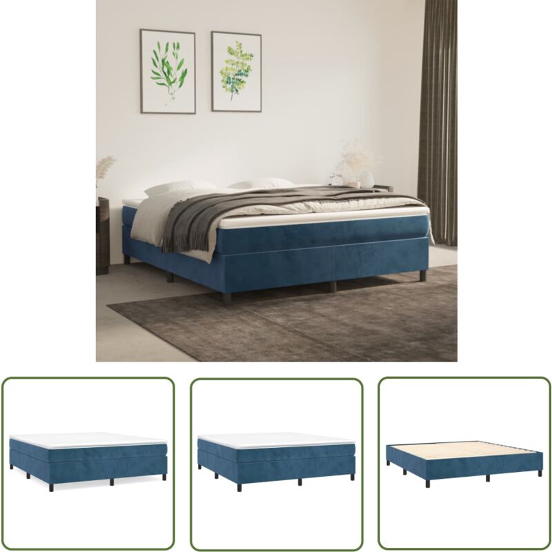 Maison Chic - The Living Store Cadre de lit sans matelas bleu foncé 160x200 cm velours - Cadre De Lit - Lit Double - Lit Velours - Literie - Meubles