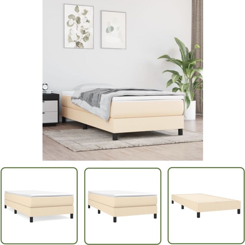 Maison Chic - The Living Store Cadre de lit sans matelas crème 100x200 cm tissu - Cadre De Lit - Lit Simple - Lit Adulte - Literie - Meuble Chambre