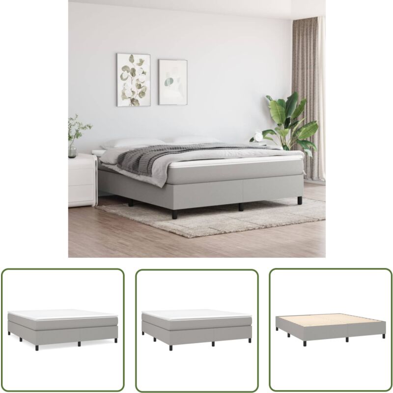 The Living Store Cadre de lit sans matelas gris clair 160x200 cm tissu - Cadre De Lit - Lit Double - Lit Gris - Literie - Meuble Chambre