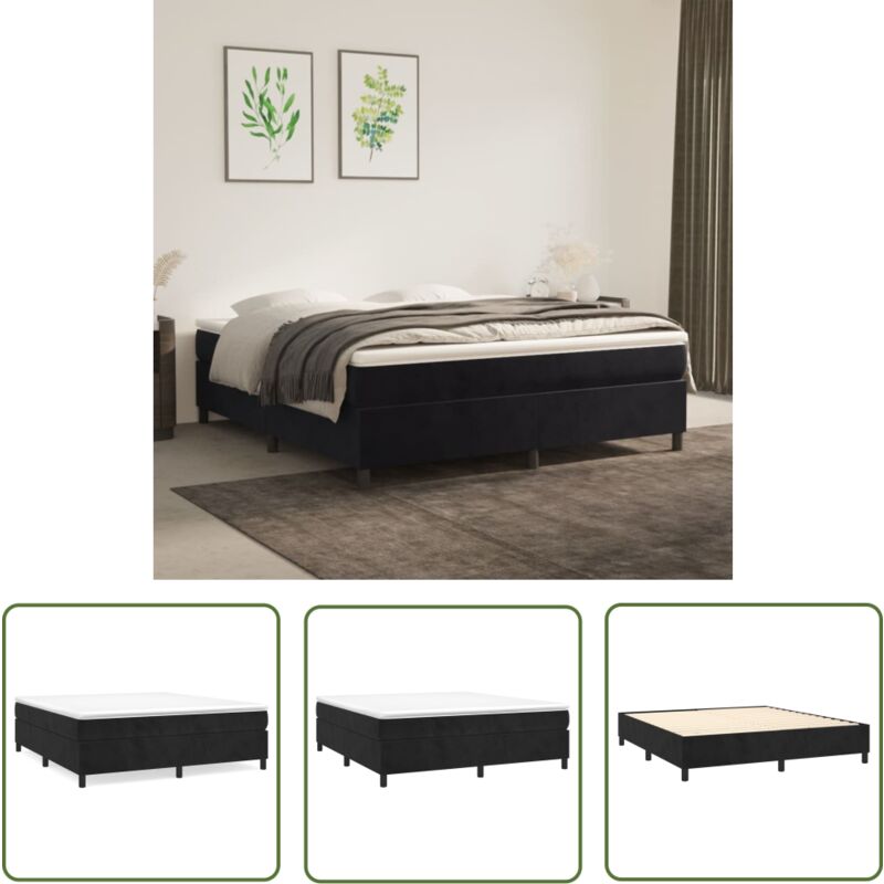 Maison Chic - The Living Store Cadre de lit sans matelas noir 160x200 cm velours - Cadre De Lit - Lit Double - Lit Velours - Literie - Meuble Chambre
