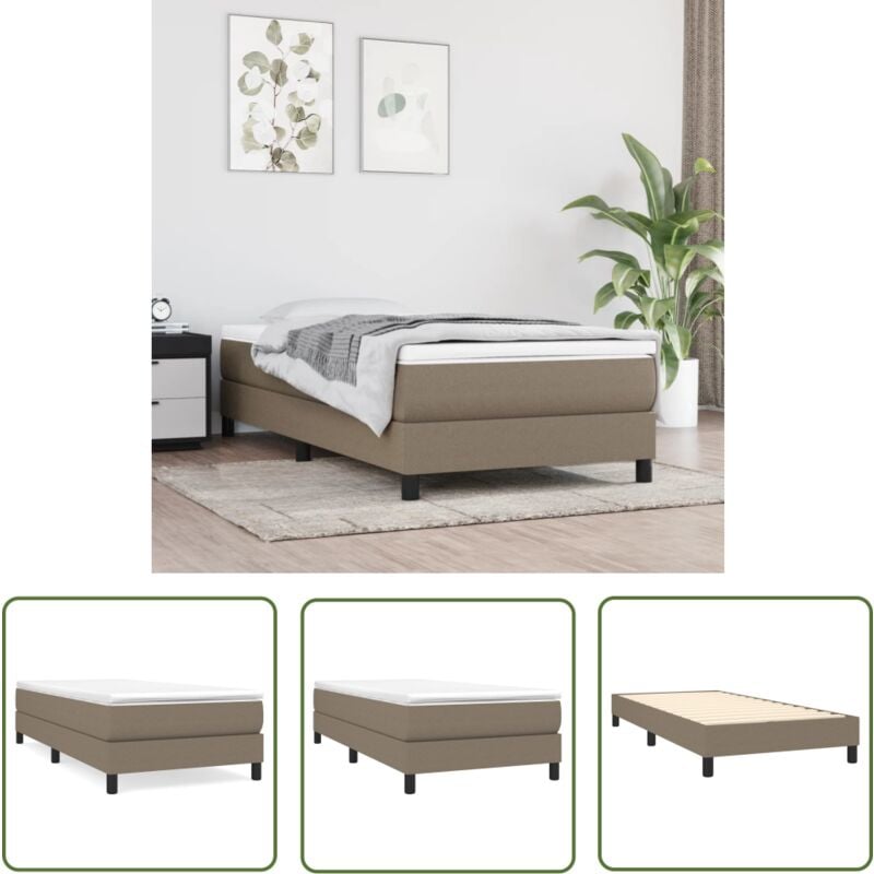 The Living Store Cadre de lit sans matelas taupe 100x200 cm tissu - Cadre De Lit - Lit Double - Lit Adulte - Literie - Meuble Chambre