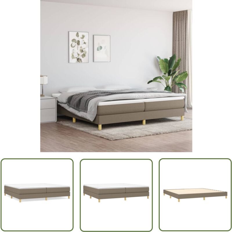 The Living Store Cadre de lit sans matelas taupe 200x200 cm tissu - Cadre De Lit - Lit Double - Lit Taupe - Lit Design - Literie