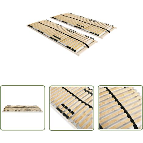The Living Store Sommiers à lattes sans matelas 2 pcs avec 28 lattes 70x200 cm - Sommier À Lattes - Sommier Bois - Lit Double - Cadre Lit - Support Matelas