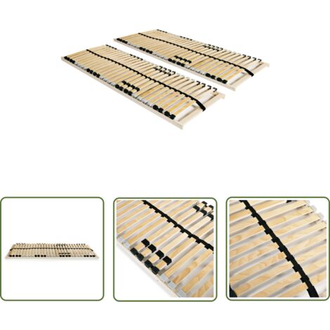 The Living Store Sommiers à lattes sans matelas 2 pcs avec 28 lattes 90x200 cm - Sommier À Lattes - Sommier Bois - Lit Double - Cadre Lit - Support Matelas