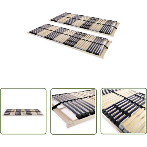 The Living Store Sommiers à lattes sans matelas 2 pcs avec 42 lattes 70x200 cm - Sommier À Lattes - Sommier Plateforme - Cadre Lit - Lit Double - Literie