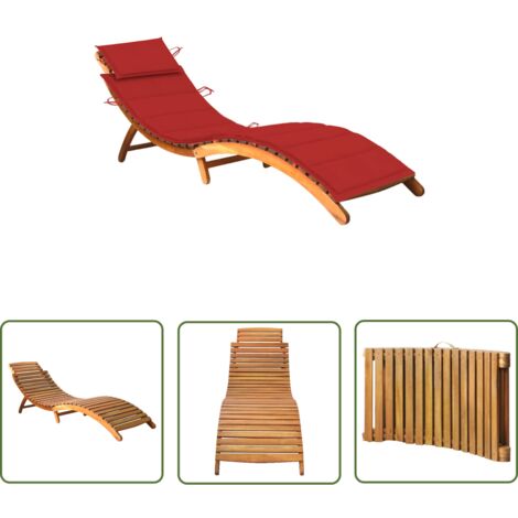 The Living Store Sonnenliege mit Auflage Akazie Massivholz - Holz-Sonnenliege - Gartenliege - Akzidenzholzsitzmöbel - Lounge Chair - Gartenmöbel