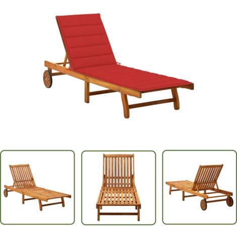 The Living Store Sonnenliege mit Auflage Akazie Massivholz - Holz-Sonnenliege - Gartenliege - Akzientliegensofa - Lounge Chair - Strandkorb
