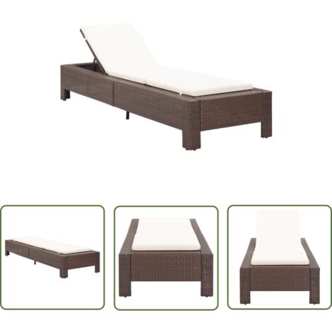 The Living Store Sonnenliege mit Auflage Braun Poly Rattan - Sonnenliege - Gartenliege - Relaxliege - Poolliege - Outdoor Möbel