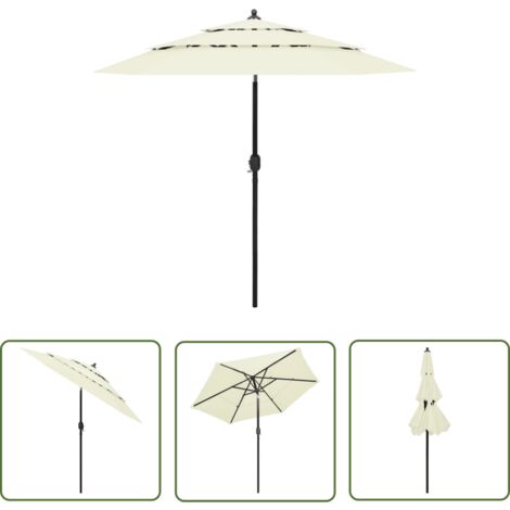 The Living Store Sonnenschirm mit Aluminium-Mast 3-lagig Sandfarbe 2,5 m - Sonnenschirm - Gartenschirm - Strandschirm - UV-Schutz - Sonnenschutz