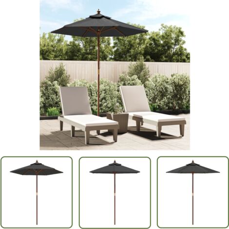 The Living Store Sonnenschirm mit Holzmast Anthrazit 196x231 cm - Sonnenschirm - Gartenmöbel - Outdoor Möbel - Tischschirmm - Markise