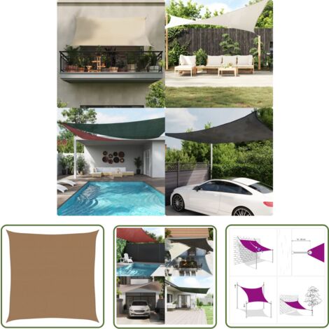 The Living Store Sonnensegel 160 g/m² Taupe 5x5 m HDPE - Sonnensegel - UV-Schutz - Gartensonnenschirm - Terrassenüberdachung - Balkonabdeckung