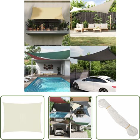 The Living Store Sonnensegel Oxford-Gewebe Rechteckig 4x5 m Creme - Sonnensegel - Sonnenschutz - Gartensonnensegel - Oxford-Gewebe - Wasserdichtiges Sonnensegel