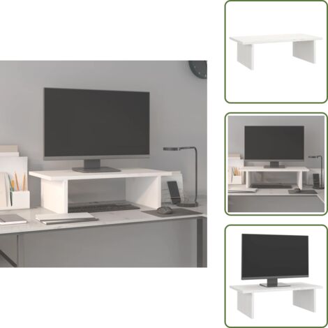 The Living Store Soporte de monitor madera maciza de pino blanco 50x27x15 cm - Soporte de madera