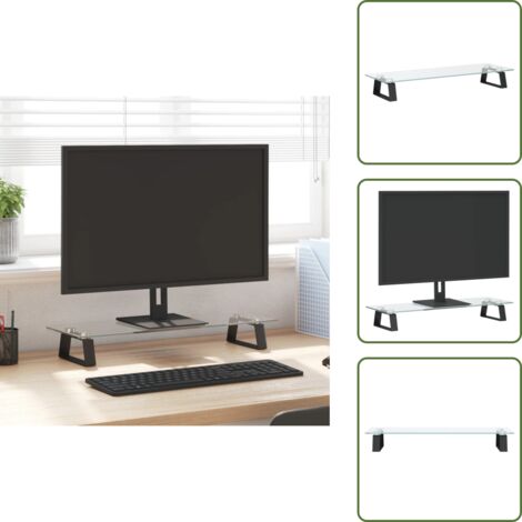 The Living Store Soporte de monitor vidrio templado y metal negro 60x20x8 cm - Soporte de pantalla