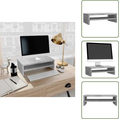 The Living Store Soporte de pantalla madera ingeniería gris hormigón 42x24x13 cm - Soporte de TV