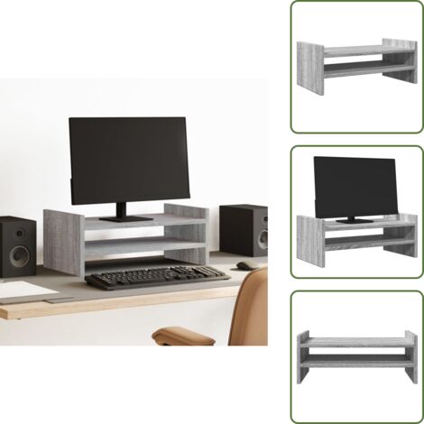 The Living Store Soporte de pantalla madera ingeniería gris Sonoma 50x27x20 cm - Soporte de monitor