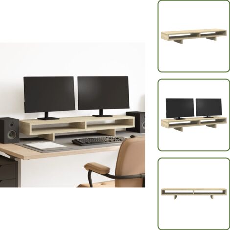 The Living Store Soporte de pantalla madera ingeniería roble Sonoma 100x27x15 cm - Soporte de monitor