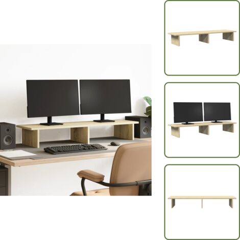 The Living Store Soporte de pantalla madera ingeniería roble Sonoma 100x27x15 cm - Soporte de monitor