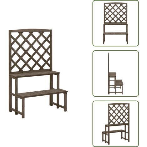 The Living Store Soporte de plantas y enrejado madera de abeto gris 70x42x115 cm - Enrejado de madera