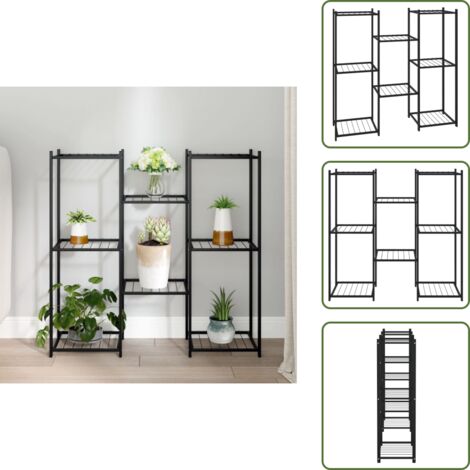 The Living Store Soporte para flores de hierro negro 83x25x80 cm - Estantería para plantas