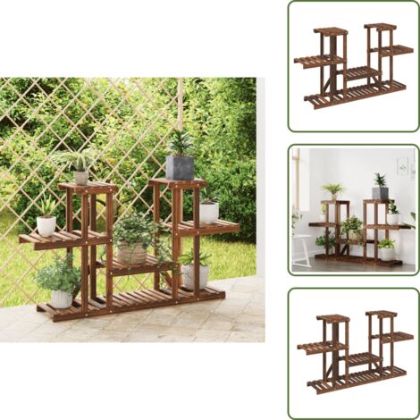 The Living Store Soporte para flores madera maciza de abeto 110x25x73 cm - Estantería de madera