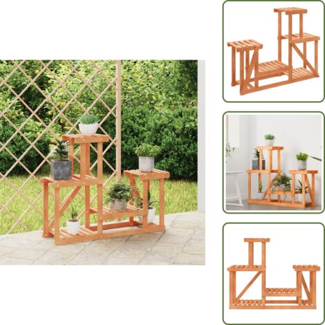 The Living Store Soporte para flores madera maciza de abeto 90x25x73,5 cm - Soporte de madera