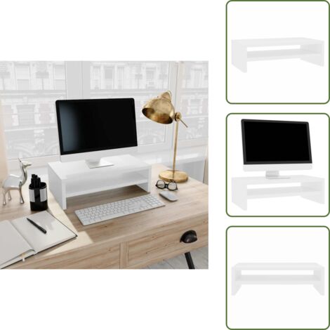 The Living Store Soporte para pantalla madera contrachapada blanco 42x24x13 cm - Soporte para TV