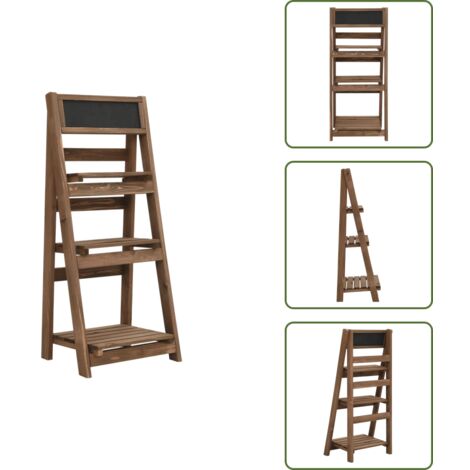 The Living Store Soporte para plantas de 3 niveles y pizarra madera maciza abeto - Estantería de madera
