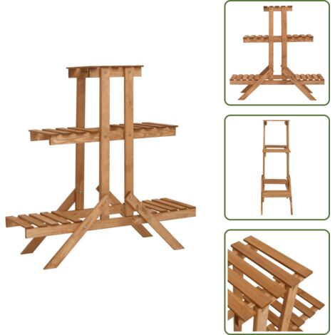 The Living Store Soporte para plantas de madera de abeto 83x25x83 cm - Estantería de madera