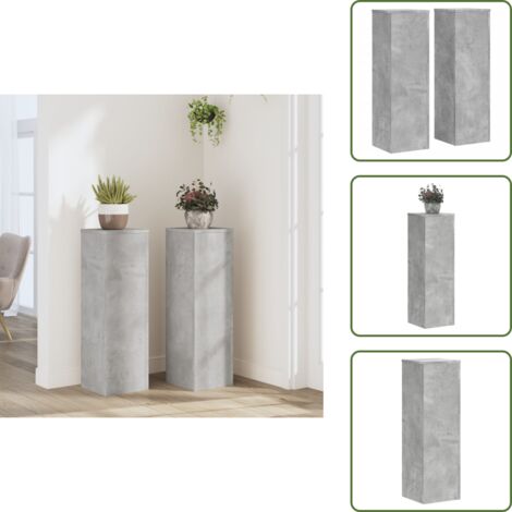 The Living Store Soportes de plantas 2 uds madera gris hormigón 25x25x80 cm - Soportes de macetas