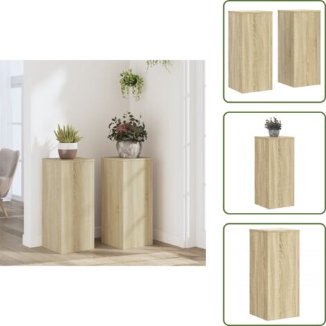 The Living Store Soportes de plantas 2 uds madera roble Sonoma 30x30x70 cm - Soportes de madera