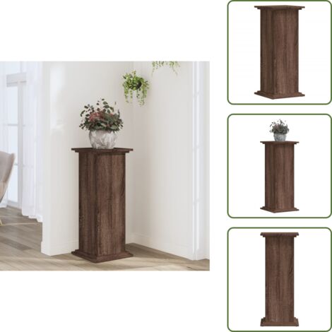 The Living Store Soportes de plantas madera ingeniería marrón roble 33x33x80 cm - Soportes de macetas