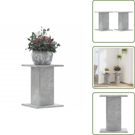 The Living Store Soportes para plantas 2 uds madera gris hormigón 30x30x40 cm - Soportes decorativos