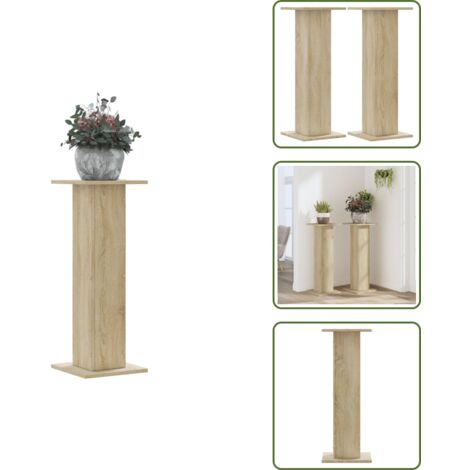 The Living Store Soportes para plantas 2 uds madera roble Sonoma 30x30x80 cm - Soportes de madera