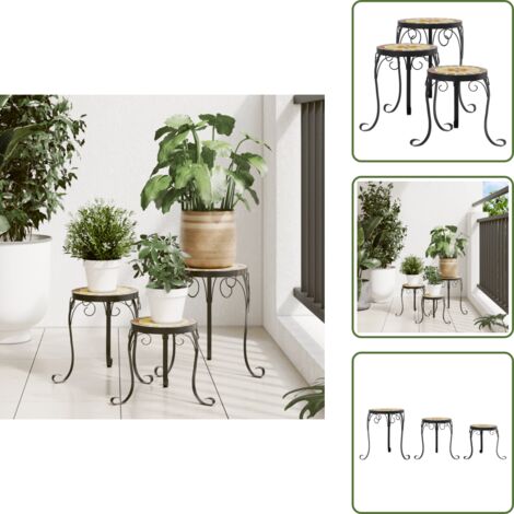 The Living Store Soportes para plantas 3 uds cerámica terracota y blanco - Macetas