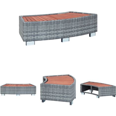 The Living Store - Spa-Einstiegsstufe Grau Poly Rattan 92×45×25 cm