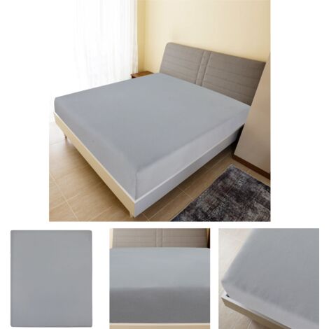 The Living Store Spannbettlaken 2 Stk. Jersey Grau 140x200 cm Baumwolle - Bettlaken