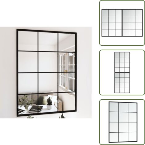 The Living Store Specchi a Parete 2 pz Neri 80x60 cm in Metallo - Specchio da bagno