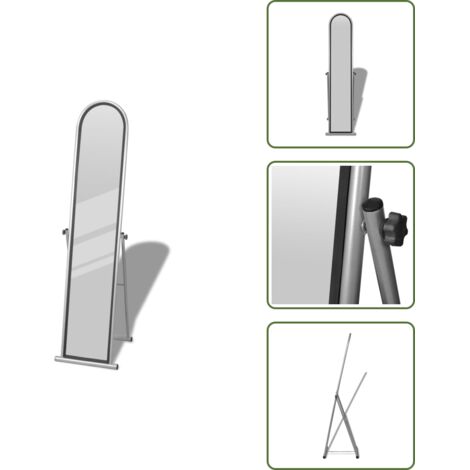 The Living Store Specchio Autoportante a Figura Intera Rettangolare Grigio - Specchio a figura intera