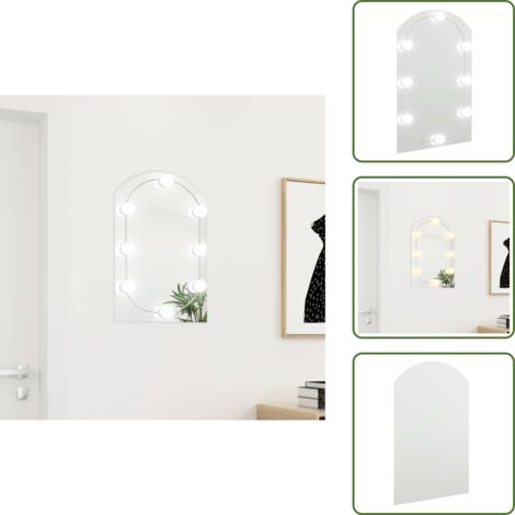 The Living Store Specchio con Luci LED 60x40 cm Forma ad Arco in Vetro - Specchio da parete