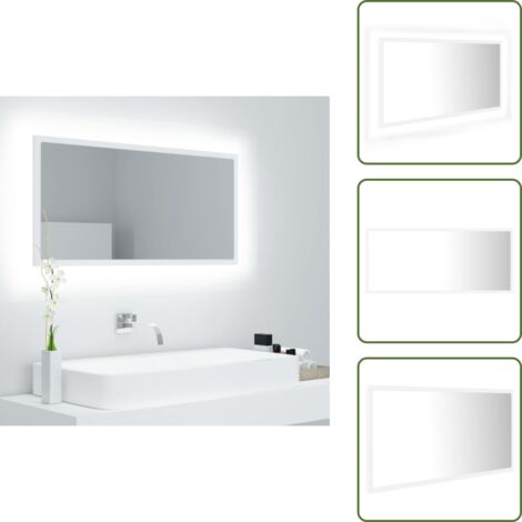The Living Store Specchio da Bagno con LED Bianco 90x8,5x37 cm in Acrilico - Specchio con luce RGB