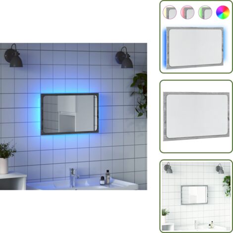 The Living Store Specchio da Bagno con LED Grigio Sonoma 60x8,5x38 cm Truciolato - Specchio da bagno grigio