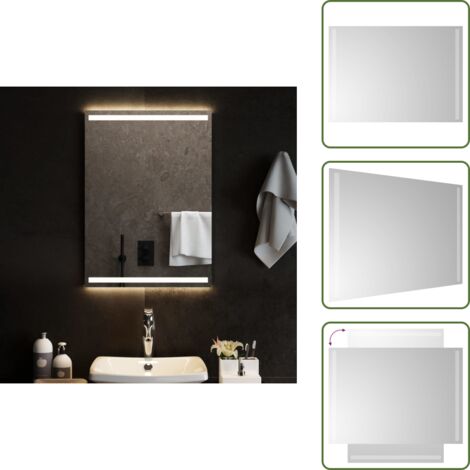 The Living Store Specchio da Bagno con Luci LED 50x70 cm - Specchio da trucco