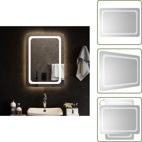 The Living Store Specchio da Bagno con Luci LED 50x70 cm - Specchio da trucco