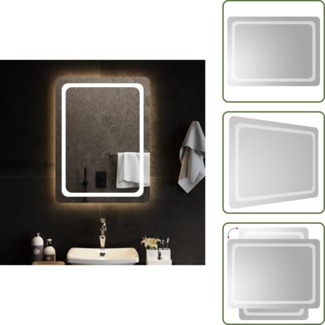 The Living Store Specchio da Bagno con Luci LED 60x80 cm - Specchio da trucco