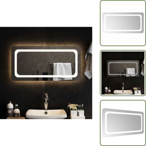 The Living Store Specchio da Bagno con Luci LED 80x40 cm - Specchio da trucco
