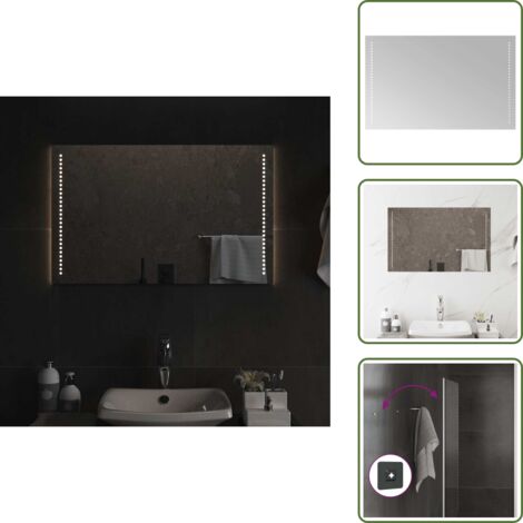 The Living Store Specchio da Bagno con Luci LED 80x50 cm - Specchio da trucco