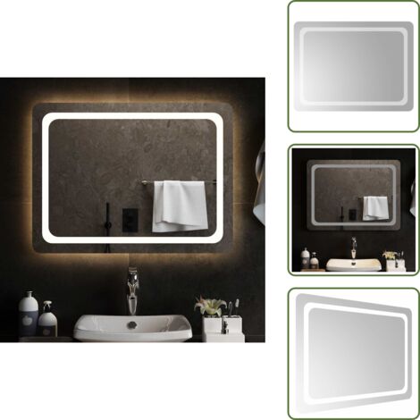 The Living Store Specchio da Bagno con Luci LED 80x60 cm - Specchio da trucco
