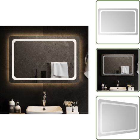 The Living Store Specchio da Bagno con Luci LED 90x60 cm - Specchio a LED